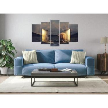 Imagem de Quadro Decorativo Mosaico 5 Peças Mod212 Leão De Judá 011 - Eco Decor