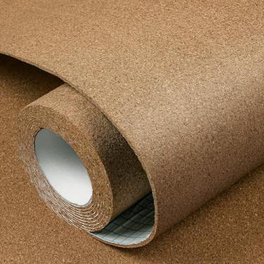 Imagem de LaCheery Rolo grande de quadro de cortiça de 59,9 cm x 200,7 cm para paredes de escritório com suporte adesivo, rolo de folha de cortiça de 1/8 polegada de espessura para parede, sala de aula