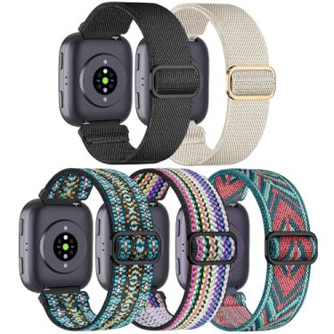 Imagem de HQzon Pacote com 5 pulseiras de relógio de nylon elásticas compatíveis com Amazfit Bip 6/Bip 5/Gtr 4/Gtr 3/Gtr 2/47 mm/Balance, pulseira elástica de 22 mm para homens e mulheres