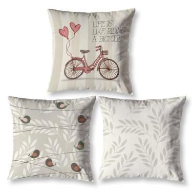 Imagem de Kit 3 Almofadas Cheias 40cm x 40cm Decorativas Estampadas Digital Colo