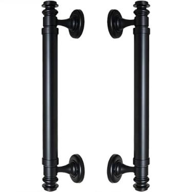 Imagem de Puxador Duplo Porta Pivotante Correr Rústico Davinci 300mm Maxima Metais (Preto Fosco)