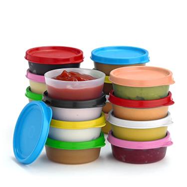 Imagem de SIGNORA WARE Copos Para Condimentos Com Tampas - Pacote 16 Recipientes De 2,3 Oz. Molho Salada Viagem, Pequeno Recipiente Armazenamento Alimentos, À Prova Vazamento, Plástico Reutilizável, Sem Bpa,