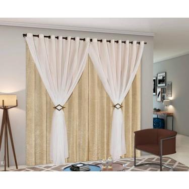 Imagem de CORTINA CECILIA 4.00 x 2.50 - Docer Lar, Dourado/Palha