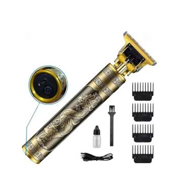 Imagem de Maquininha de acabamento profissional Dragão Barba cabelo kit 4 pentes mas Oleo lamina ajustavel bigode pesinho aparador e acabamento sem fio Eletrica carregavel
