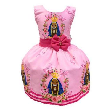 Imagem de Vestido Infantil Nossa Senhora Rosa Luxo Batizado Aniversári - Pequeno