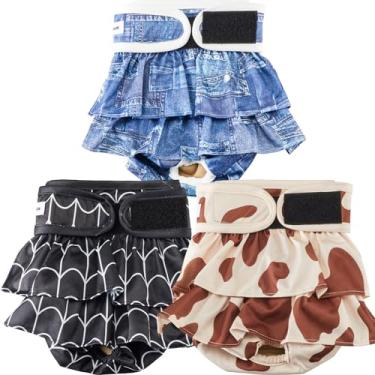 Imagem de VUNCESSIN Fraldas Reutilizáveis para Cães Femininas Laváveis, Fraldas Premium para Cães Fêmeas, Pacote de 3, Fraldas Extra Grandes Altamente Absorventes para Cães Femininos para Calor, Incontinência e