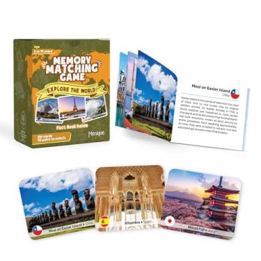 Imagem de Menique Explore The World Memory Matching Game – 100 Cards (50 Pairs) with Famous Landmarks from 50 Countries – Includes Flag, Country & Place – Educational Geography Game + Informative Booklet