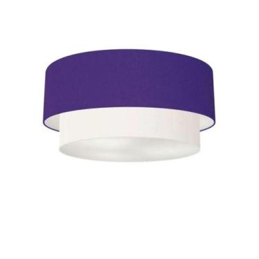 Imagem de Plafon Duplo Cilíndrico Vivare Md-3062 Cúpula Tecido 45x40cm - Bivolt,