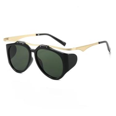 Imagem de Óculos de sol estilo grosso masculino punk luxo feminino masculino retrô preto óculos de sol para áreas externas uv400 (lente preta-G15)