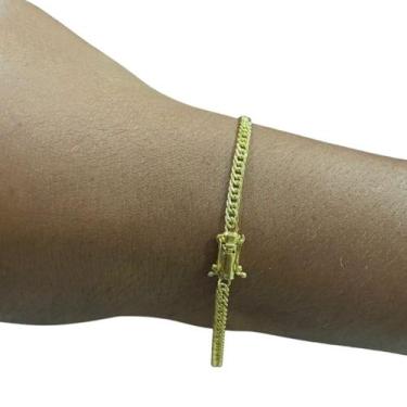 Imagem de Pulseira Grumet 3mm Fecho 750 Banhado a Ouro 18K Luxo - ToJoia18k