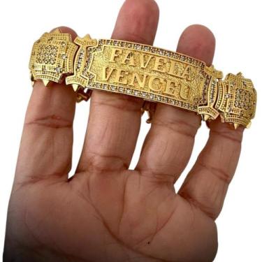 Imagem de Pulseira Bracelete 18mm Favela Venceu Banhado a Ouro 18K - ToJoia18k