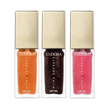 Imagem de Eudora kit Niina Secrets Lip Oil Shine Flowers: Rosa Centifolia 7ml + Rosa Negra 7ml + Rosa Silvestre 7ml
