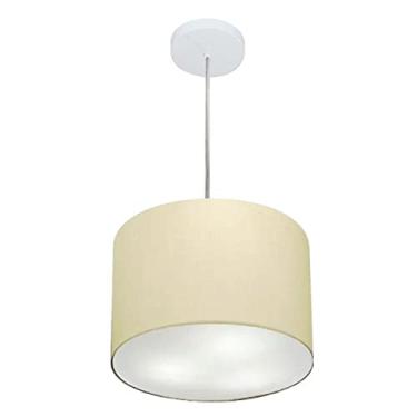 Imagem de Lustre Pendente Cilíndrico Cúpula Tecido 30x25 cm, Vivare Iluminação, Pendente4210 LA, Algodão Cru, Pequeno