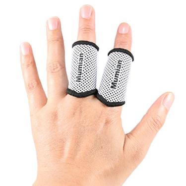 Imagem de Protetor de dedo elástico esportivo, suporte para polegar, respirável, elástico, para basquete, tênis, beisebol, ciclismo, vôlei, badminton, barco A71, Branco, Medium