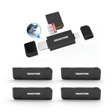 Imagem de GIGASTONE Pacote com 5 leitores de cartão SD, leitor de cartão USB-A/USB-C, compartimento duplo para SD/Micro SD/SDHC/SDXC, compatível com laptop, PC, iPhone 16/15, MacBook Pro/Air, iPad Pro, Android
