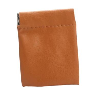 Imagem de Kokiya Bolsa de maquiagem pequena de couro PU, bolsa para joias, organizador de viagem de couro PU, mini para colares, bijuterias, pulseiras, cartões e anéis, Marrom 7x9cm