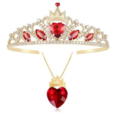 Imagem de Rainha de Copas Coroa Coração Vermelho Conjunto de Joias Descendentes Descendente 3 Tiara Cosplay Fantasia de Dia das Bruxas, Adjustable, Metal, 0