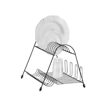 Imagem de Escorredor de Louças 2 Andares Utimil em Aço Cromado - Preto
