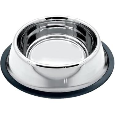 Imagem de Comedouro Tigela Cachorro Inox Antiderrapante Comedouro Bebedouro Tigela Alimentador de Cachorro Não Move Base Emborrachada Para Raças Medias e Grandes 900ML