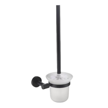 Imagem de Elegante suporte de toalha de parede em aço inoxidável preto fosco, para banheiro, roupão, sabonete, escova de lavar louça, conjunto de banheiro (suporte para escova de vaso sanitário)