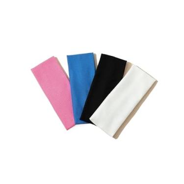 Imagem de Faixa de cabelo de malha com listras elásticas Acessórios para cabelo Preto Branco Marrom (Preto+branco+azul bic+rosa)