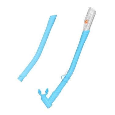 Imagem de UGPLM Snorkel seco com comprimento ajustável, equipamento prático, snorkel leve para treinamento de natação, tubo de respiração estendido para nadadores de, Azul