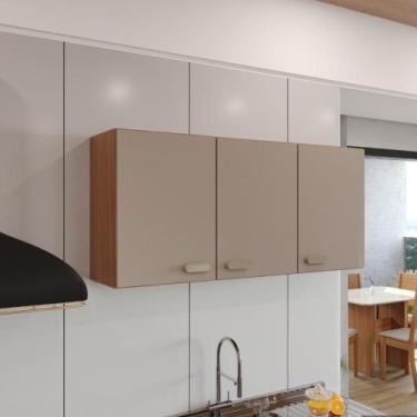 Imagem de Armário Aéreo Modulado Fidelitá Mariana 120cm 3 Portas Freijó/Camurça 