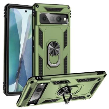 Imagem de Capa para Pixel 7 Pro com anel de metal aprimorado, capa protetora resistente, resistente, capa de celular à prova de choque de grau militar para Google Pixel 7 Pro de 6,7 polegadas, verde-oliva