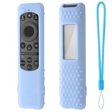 Imagem de Hi Color Capa de silicone para controle remoto Samsung TM2560E Solarcell 2025, compatível com TM2360E BN59-01432A, controle remoto de TV Samsung, macio, antiderrapante, leve, capa de silicone (azul