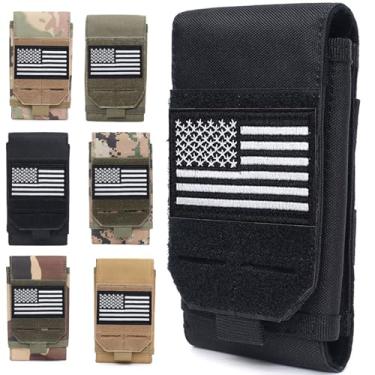 Imagem de Bolsa para celular Molle, bolsas pequenas Molle, coldre tático para celular, capa resistente à prova d'água para smartphone para cinto de colete (preto)