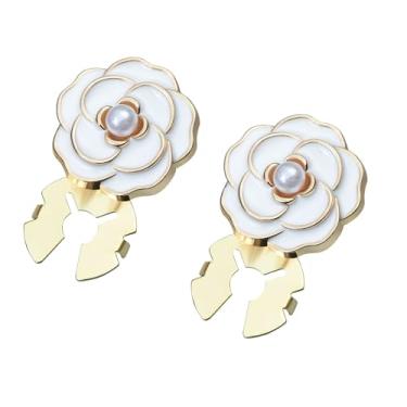 Imagem de Fenni Jewelry Linda capa de botão de flor de pérola pequena para camisa punho casamento smoking formal negócios camisa abotoaduras saia botões acessórios, 0.9 Inches, Acrílico Latão, Sem Pedra