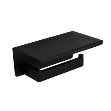 Imagem de Conjunto de banheiro preto fosco - Toalheiro de aço inoxidável 304 com suporte para papel higiênico - Kit, porta-papel mais