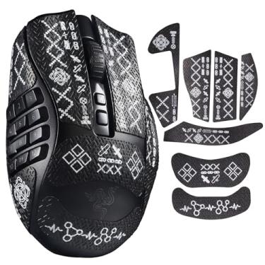 Imagem de IMMOENUC Adesivo de fita adesiva de mouse para Razer Naga V2 Pro Mouse sem fio para jogos antiderrapante, autoadesivo, pré-cortado, resistente ao suor (padrão de impressão)