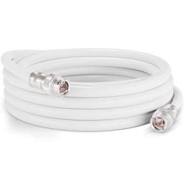 Imagem de Cabo BNC, feito nos EUA, branco RG6 HD-SDI e cabo SDI (com duas conexões BNC machos) - 75 Ohm, cabo de baixa perda de nível profissional - 9 m (30')