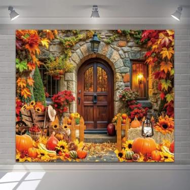 Imagem de Banner de outono de Ação de Graças, 3 x 2,4 m, outono, folhas de bordo, colheita, palheiro, girassol, fotografia, fundo, crianças, bebê, família, outono, amizade, festas, retratos e adereços de