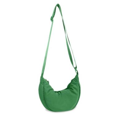 Imagem de Bolsa tiracolo de nylon, crescente, bolsas masculinas e femininas modernas, bolsa transversal pequena, estilo Hobo, Verde floresta, Small, Casual