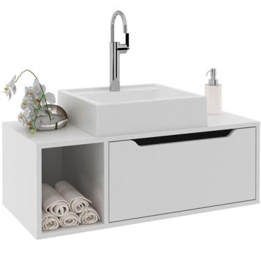 Imagem de Gabinete de Banheiro 80 cm com Cuba 1 Porta e Nicho