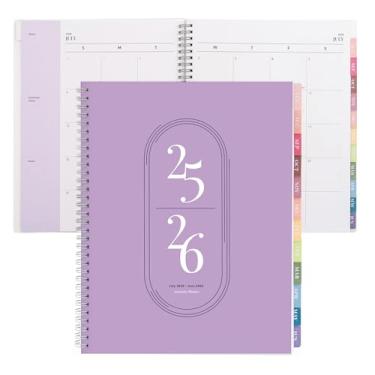 Imagem de Rileys 2023-2024 Planejador semanal acadêmico de 18 meses – Planejador de agenda semanal e mensal acadêmica, capa flexível, páginas de anotações, encadernação de fio duplo (20,5 x 11 polegadas, lilás)