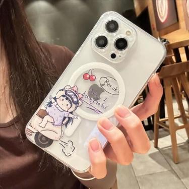 Imagem de Roemary Capa Lover para iPhone 16 Pro com design MagSafe, carregamento magnético sem fio, transparente, TPU para iPhone 16 Pro 6,3 polegadas (Moto Girl)