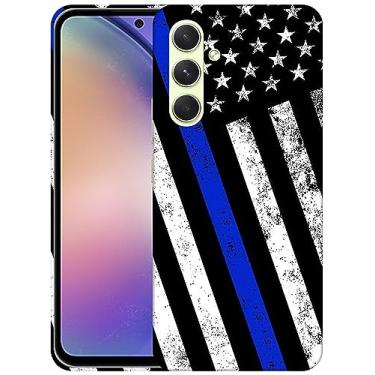 Imagem de SM CASES Capa para Samsung Galaxy A54 5G - fina linha azul bandeira da polícia dos EUA grunge design impresso 3D capa traseira de plástico rígido para Samsung Galaxy A54 5G