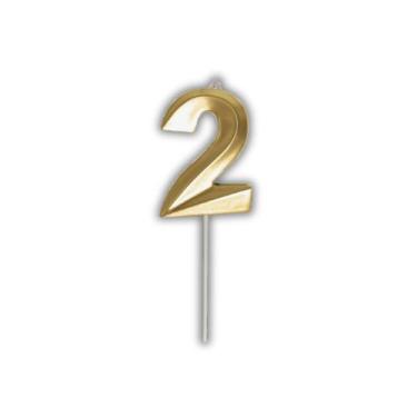 Imagem de Vela de Aniversário Slim Metallic Ouro - Festcolor, 2