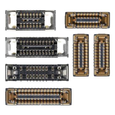 Imagem de Risidamoy Kit de soquete de conector de placa mãe estilo A com 7 peças para iPhone 14 PRO MAX, inclui fone de ouvido frontal câmera flash luz reparo, peça de conexão WiFi, radar dot matrix, tomada