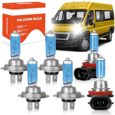 Imagem de OQSNCV Adequado para lâmpadas de farol de halogêneo Ram ProMaster 1500 2500 3500 (2014-2022), farol alto H7 + farol baixo H8/H9/H11 kit de lâmpadas de substituição de farol de neblina, pacote com 6