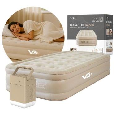 Imagem de Colchão Inflável Solteiro Raised com Inflador Lítio USB VG Plus Bege