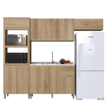 Imagem de Cozinha Modulada Dinamarca 4 Peças com Torre Quente 2 Fornos - Indékes Castani