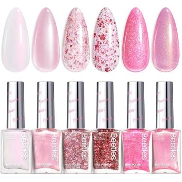 Imagem de Conjunto de esmalte Beetles com glitter, kit de esmalte de unhas rosa brilhante dourado nude gelatina rosa devaneio, secagem rápida, presentes para mulheres, salão de beleza, kit de manicure DIY