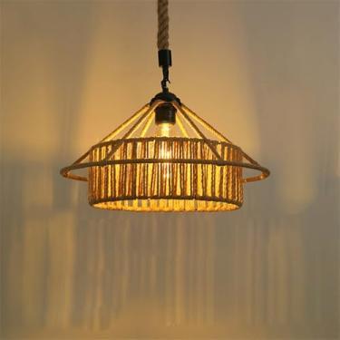 Imagem de Contemporâneo Corda De Cânhamo Restaurante Lâmpada Pendente Estilo Industrial Retro Internet Café Bar Quarto Roupa Loja Balcão Bar Candelabro (N D39CM)