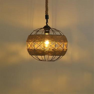 Imagem de Contemporâneo Corda De Cânhamo Restaurante Lâmpada Pendente Estilo Industrial Retro Internet Café Bar Quarto Roupa Loja Balcão Bar Candelabro (D D30CM)