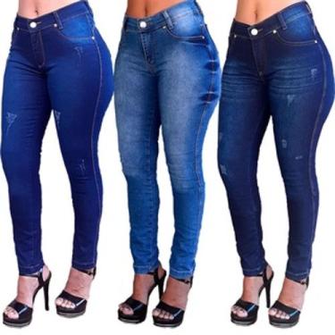 Imagem de Kit 3 Peças Calças Jeans Feminina Skinny Levanta Bumbum - Apollogy, 48
