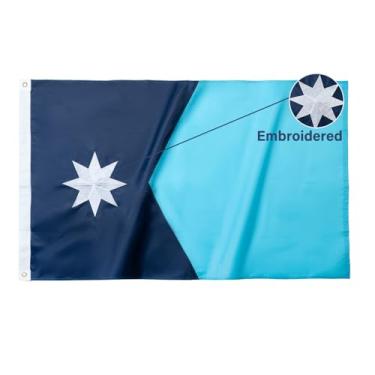 Imagem de TOPFLAGS Nova bandeira do estado de Minnesota, 10 x 1,8 m, 210D, bandeiras MN, resistente, mais duradoura, listras, bordadas, estrelas, argolas de latão mais fortes, 4 bainhas costuradas, ao ar livre,